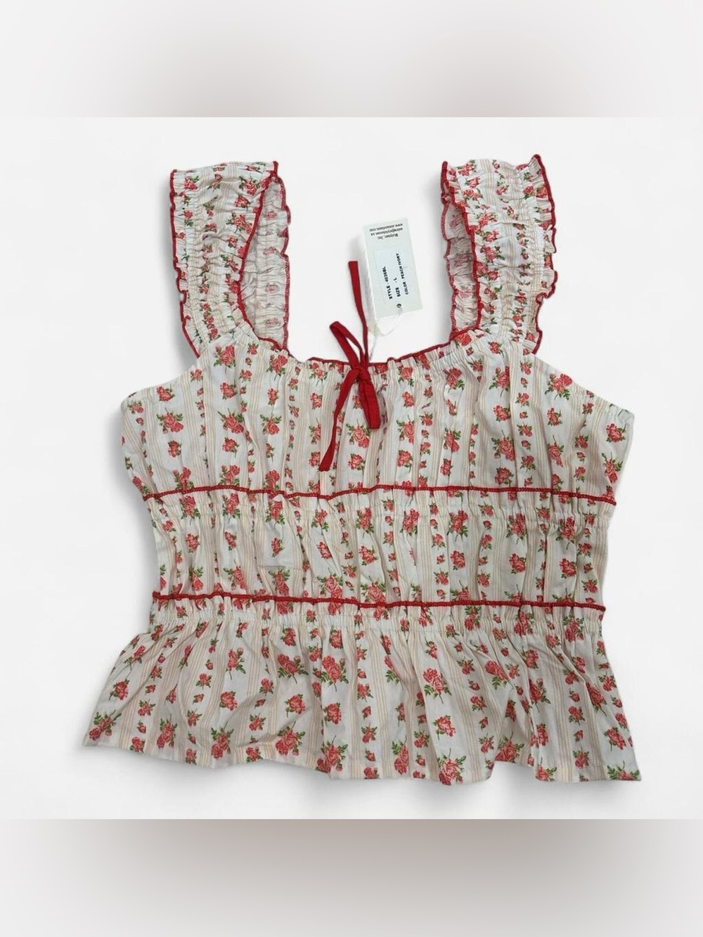 Kids Floral Smocked Tank Top - Red Floral